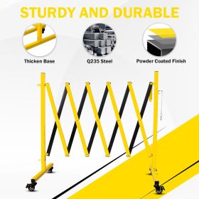 Metal Expandable Barricade, 17FT Traffic Barricade with Casters, Retractable Security Gate