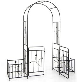 87 Inches Garden Arbor with Lockable Gate Side Planters