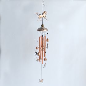 1pc Vintage Metal Butterfly Turtle Iron Owl Animal Wind Chime Home Courtyard Living Room Decoration Copper Outdoor Hanging Ornament (style: Horse)