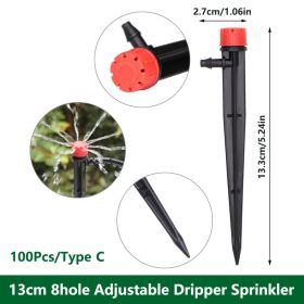 1 Pack 30-200 Drip Irrigation System Automatic Drip Sprinkler Connected 4/7 " Watering Garden Hose With Long-pole 8 Holes And 360° Rotating Drip Irri (Color: Red-100Pcs)