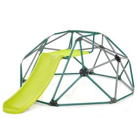 Kids Climbing Dome with Slide and Fabric Cushion for Garden Yard (Color: Green)